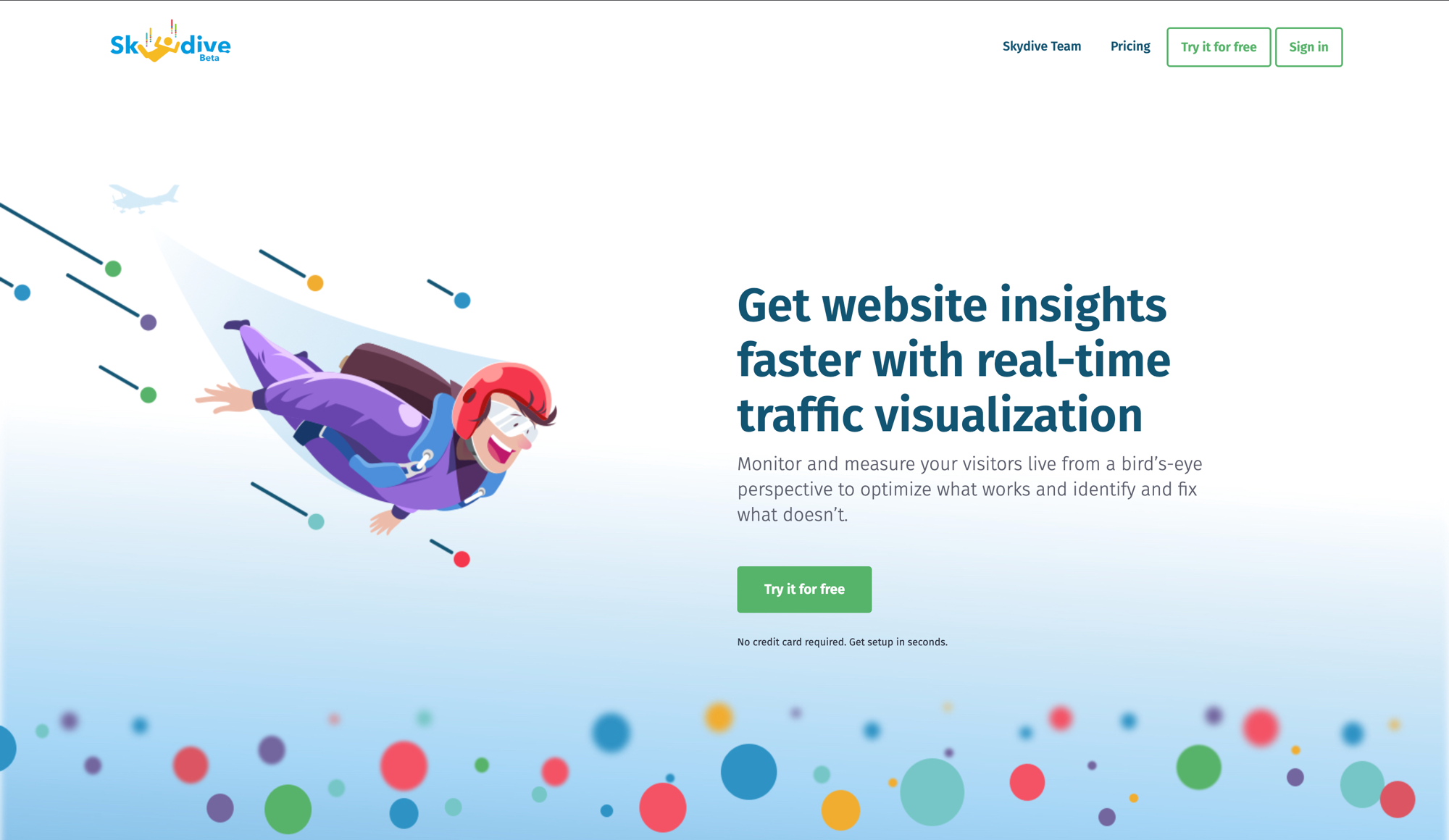 Skydive — real-time website traffic visualization
